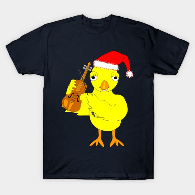 Santa Cap Violin Chick T-Shirt by Barthol Graphics